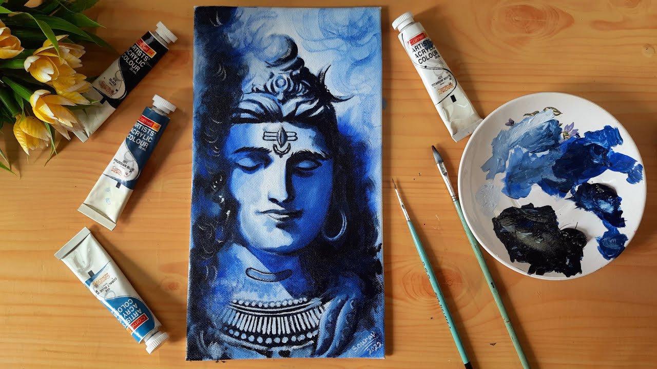 Mahadeva painting Acrylic on Canvas Lord Shiva