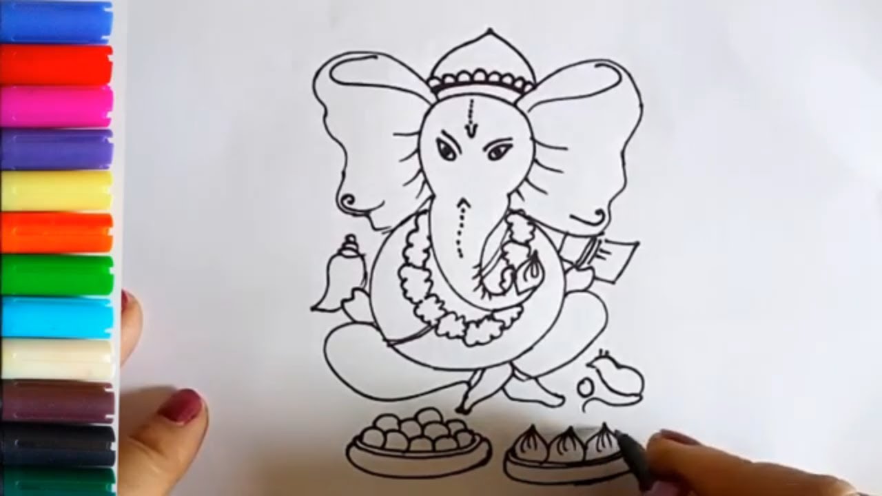 Bal Ganesha drawing and coloring